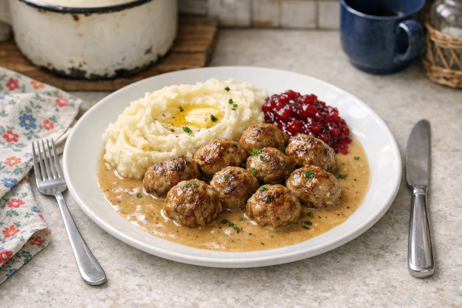 Švédské köttbullar (masové kuličky)